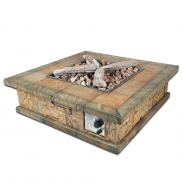 Square outdoor gas fireplace