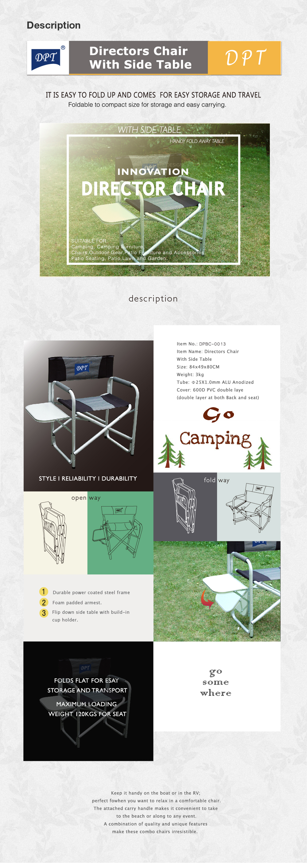 directors chair with side table